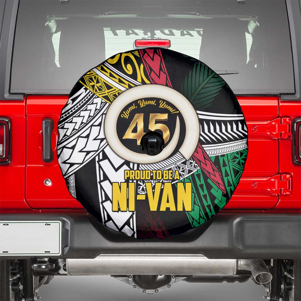 Ni-Van Vanuatu 45th Yumi Yumi Yumi Spare Tire Cover Vanuatuan Boar Tusk Polynesian Pattern