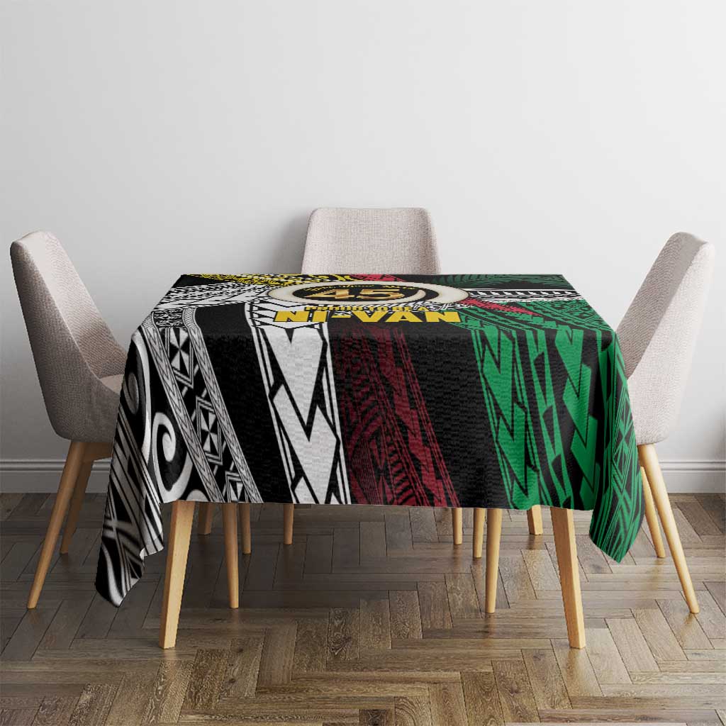 Ni-Van Vanuatu 45th Yumi Yumi Yumi Tablecloth Vanuatuan Boar Tusk Polynesian Pattern