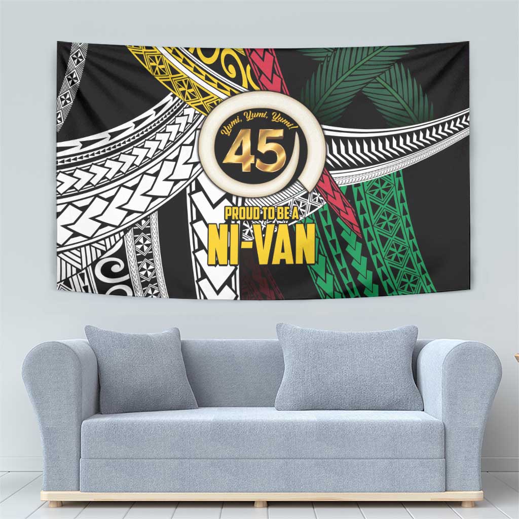 Ni-Van Vanuatu 45th Yumi Yumi Yumi Tapestry Vanuatuan Boar Tusk Polynesian Pattern