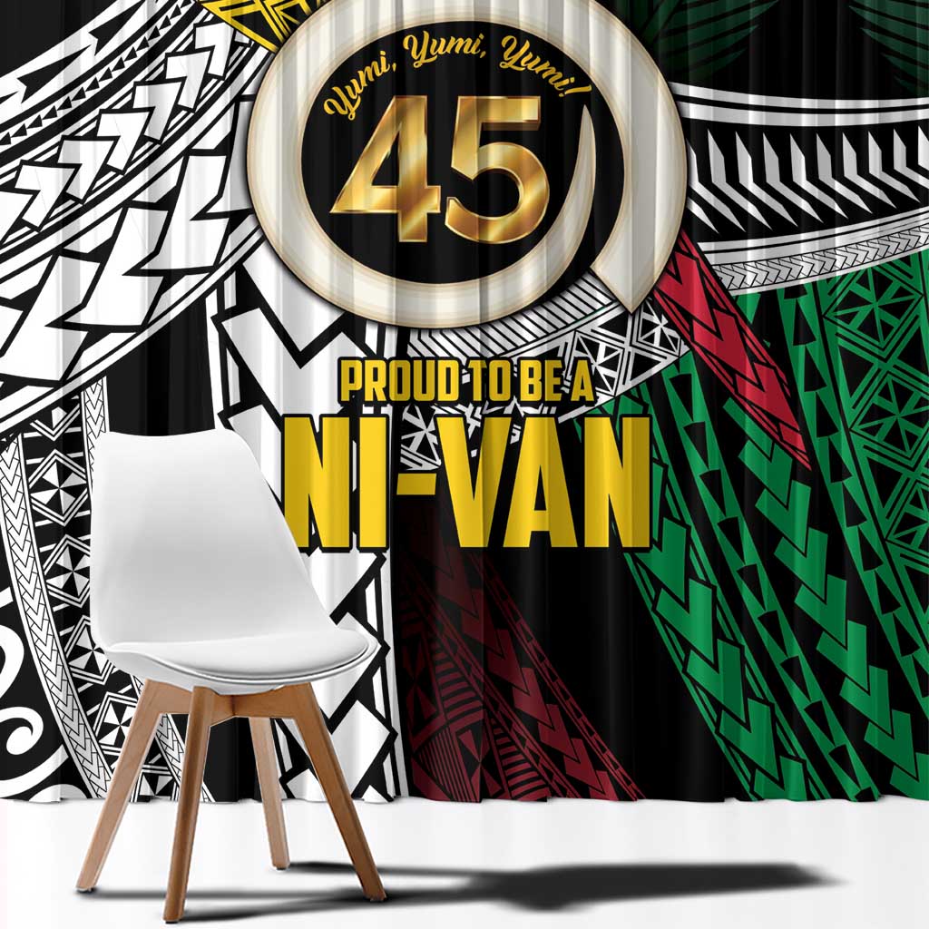 Ni-Van Vanuatu 45th Yumi Yumi Yumi Window Curtain Vanuatuan Boar Tusk Polynesian Pattern