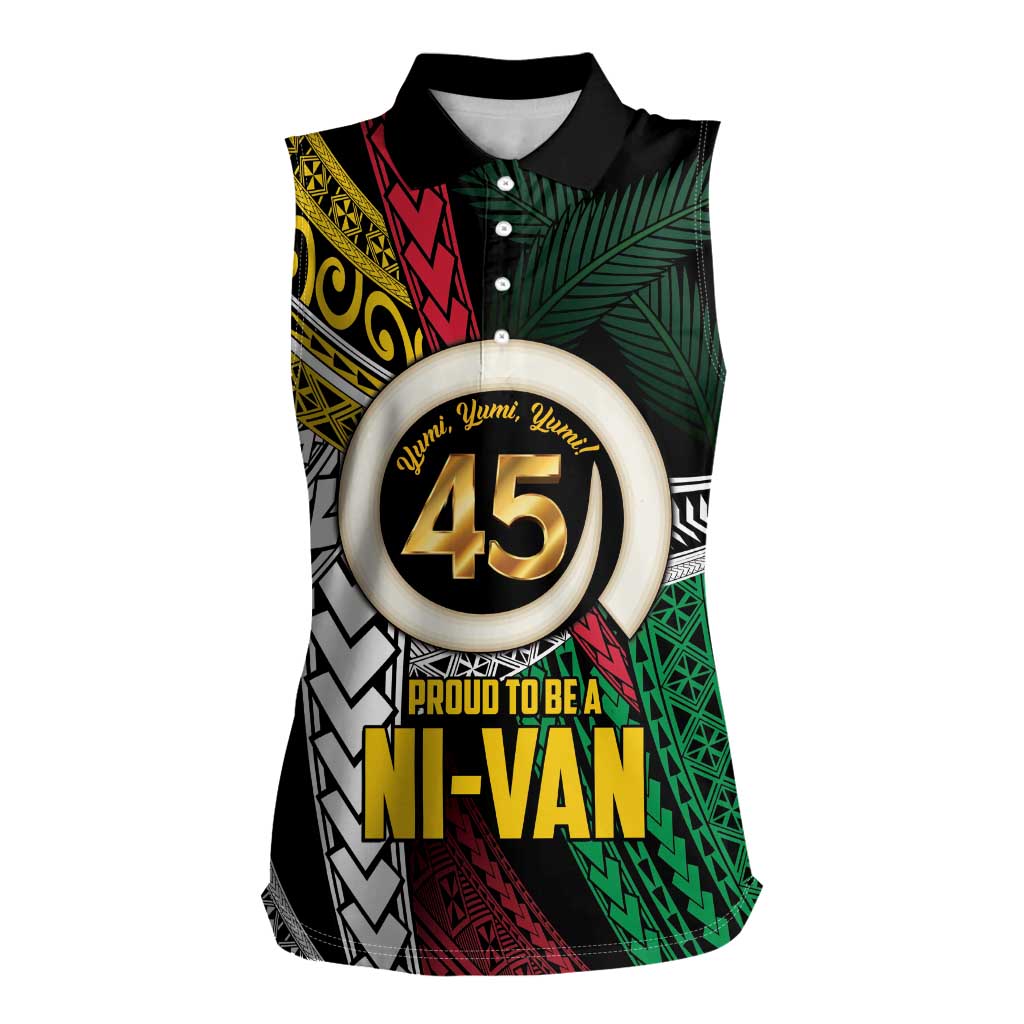 Ni-Van Vanuatu 45th Yumi Yumi Yumi Women Sleeveless Polo Shirt Vanuatuan Boar Tusk Polynesian Pattern