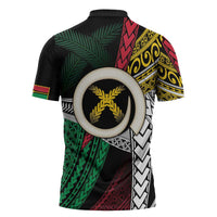 Ni-Van Vanuatu 45th Yumi Yumi Yumi Zipper Polo Shirt Vanuatuan Boar Tusk Polynesian Pattern - Polynesian Pride