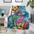 Hawaiian Flamingo Hibiscus Personalised Blanket Blue Summer Tropical Flowers - Polynesian Pride