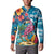 Hawaiian Flamingo Hibiscus Personalised Button Sweatshirt Blue Summer Tropical Flowers - Polynesian Pride