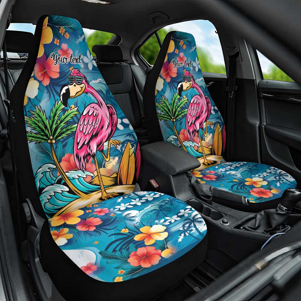 Hawaiian Flamingo Hibiscus Personalised Car Seat Cover Blue Summer Tropical Flowers - Polynesian Pride