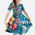 Hawaiian Flamingo Hibiscus Personalised Family Matching Summer Maxi Dress and Hawaiian Shirt Blue Summer Tropical Flowers - Polynesian Pride