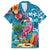 Hawaiian Flamingo Hibiscus Personalised Family Matching Summer Maxi Dress and Hawaiian Shirt Blue Summer Tropical Flowers - Polynesian Pride