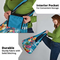 Hawaiian Flamingo Hibiscus Personalised Grocery Bag Blue Summer Tropical Flowers - Polynesian Pride