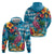 Hawaiian Flamingo Hibiscus Personalised Hoodie Blue Summer Tropical Flowers - Polynesian Pride