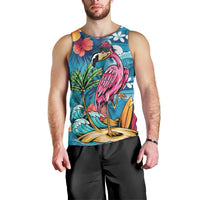 Hawaiian Flamingo Hibiscus Personalised Men Tank Top Blue Summer Tropical Flowers - Polynesian Pride