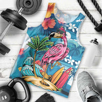 Hawaiian Flamingo Hibiscus Personalised Men Tank Top Blue Summer Tropical Flowers - Polynesian Pride