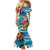 Hawaiian Flamingo Hibiscus Personalised Mermaid Dress Blue Summer Tropical Flowers - Polynesian Pride