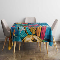 Hawaiian Flamingo Hibiscus Personalised Tablecloth Blue Summer Tropical Flowers - Polynesian Pride