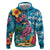 Hawaiian Flamingo Hibiscus Personalised Zip Hoodie Blue Summer Tropical Flowers - Polynesian Pride