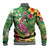 Hawaiian Flamingo Hibiscus Personalised Baseball Jacket Green Summer Tropical Flowers - Polynesian Pride