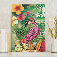 Hawaiian Flamingo Hibiscus Personalised Canvas Wall Art Green Summer Tropical Flowers - Polynesian Pride