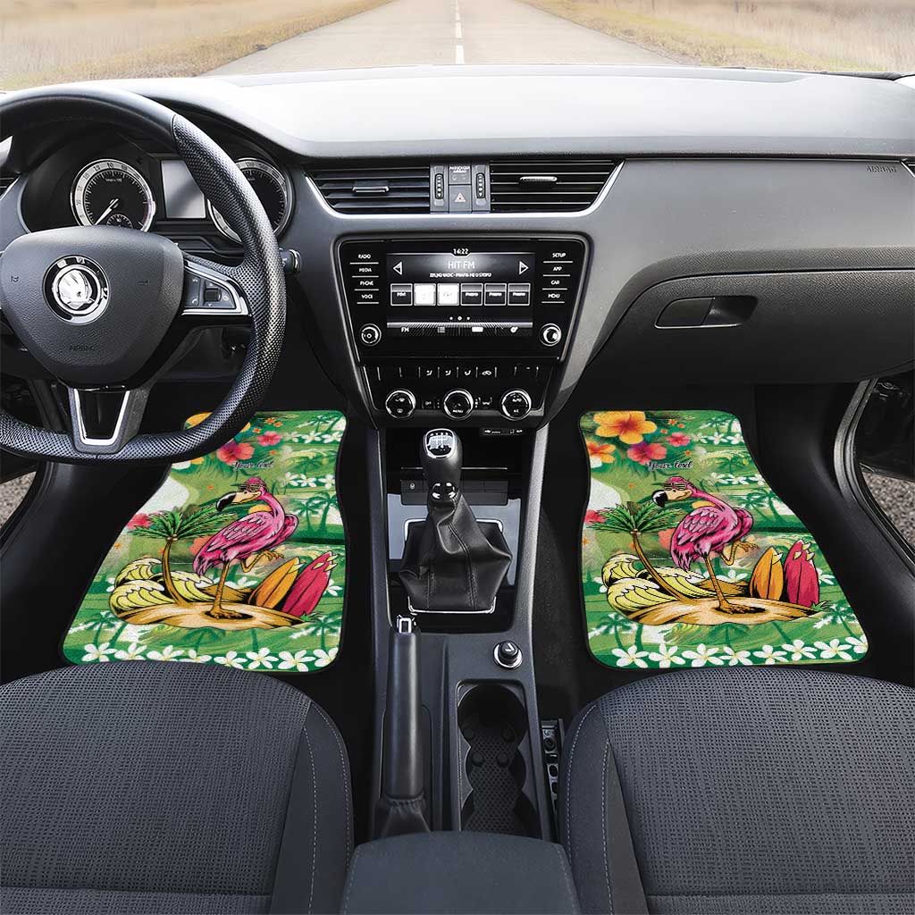 Hawaiian Flamingo Hibiscus Personalised Car Mats Green Summer Tropical Flowers - Polynesian Pride