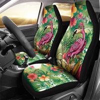 Hawaiian Flamingo Hibiscus Personalised Car Seat Cover Green Summer Tropical Flowers - Polynesian Pride