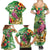 Hawaiian Flamingo Hibiscus Personalised Family Matching Summer Maxi Dress and Hawaiian Shirt Green Summer Tropical Flowers - Polynesian Pride