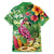 Hawaiian Flamingo Hibiscus Personalised Family Matching Summer Maxi Dress and Hawaiian Shirt Green Summer Tropical Flowers - Polynesian Pride