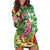 Hawaiian Flamingo Hibiscus Personalised Hoodie Dress Green Summer Tropical Flowers - Polynesian Pride