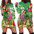 Hawaiian Flamingo Hibiscus Personalised Hoodie Dress Green Summer Tropical Flowers - Polynesian Pride