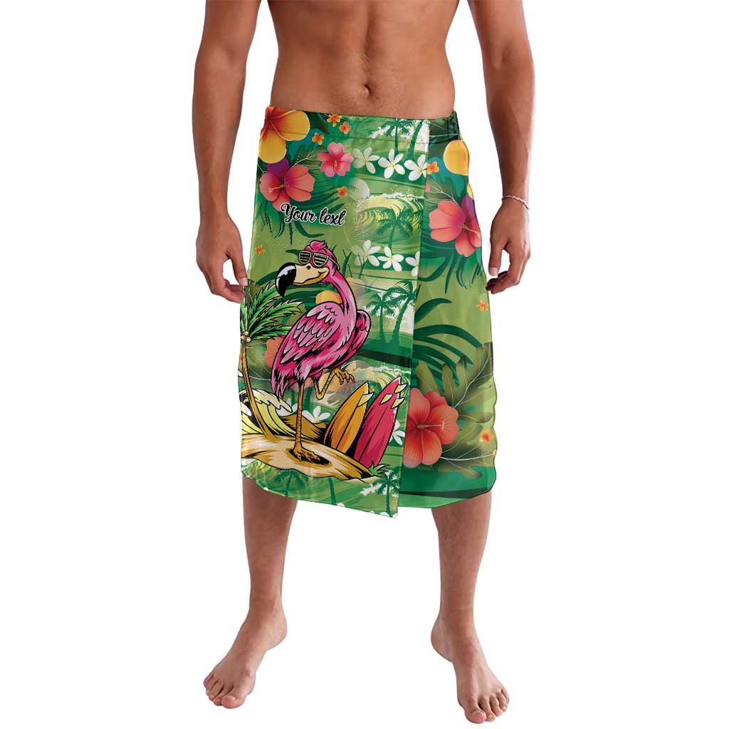 Hawaiian Flamingo Hibiscus Personalised Lavalava Green Summer Tropical Flowers - Polynesian Pride