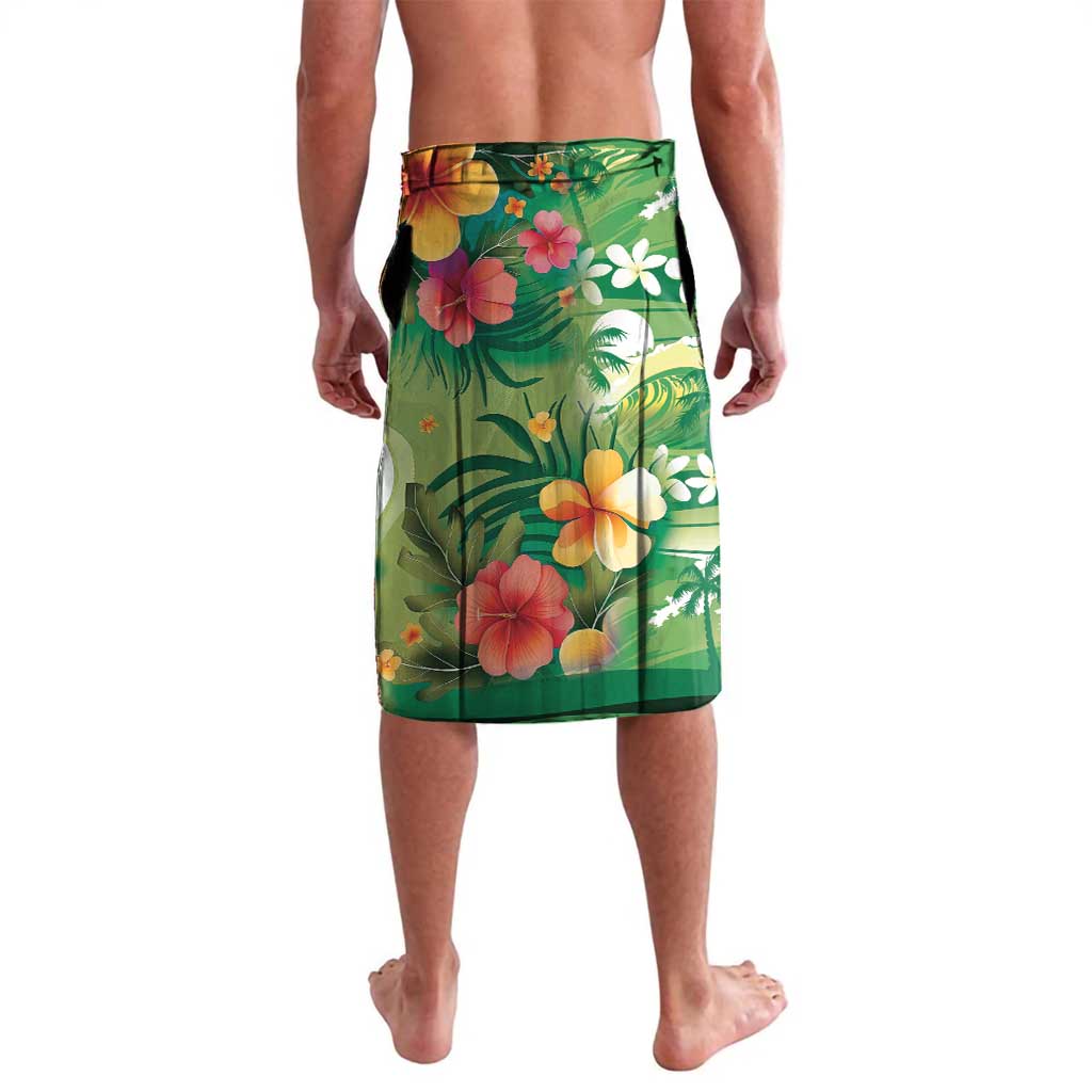 Hawaiian Flamingo Hibiscus Personalised Lavalava Green Summer Tropical Flowers - Polynesian Pride
