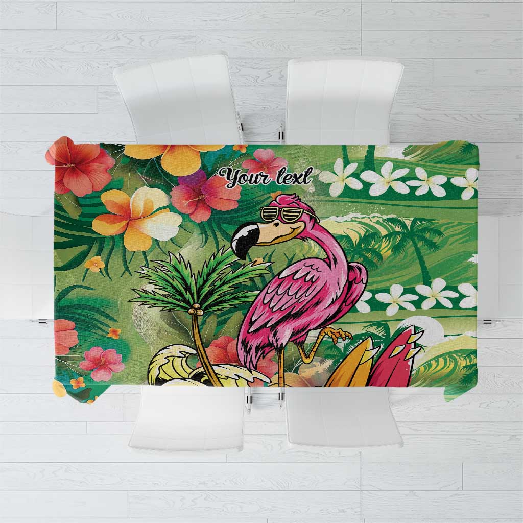 Hawaiian Flamingo Hibiscus Personalised Tablecloth Green Summer Tropical Flowers - Polynesian Pride