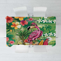 Hawaiian Flamingo Hibiscus Personalised Tablecloth Green Summer Tropical Flowers - Polynesian Pride