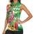 Hawaiian Flamingo Hibiscus Personalised Women Sleeveless Polo Shirt Green Summer Tropical Flowers - Polynesian Pride