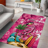 Hawaiian Flamingo Hibiscus Personalised Area Rug Pink Summer Tropical Flowers - Polynesian Pride