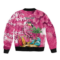 Hawaiian Flamingo Hibiscus Personalised Bomber Jacket Pink Summer Tropical Flowers LT9 - Polynesian Pride