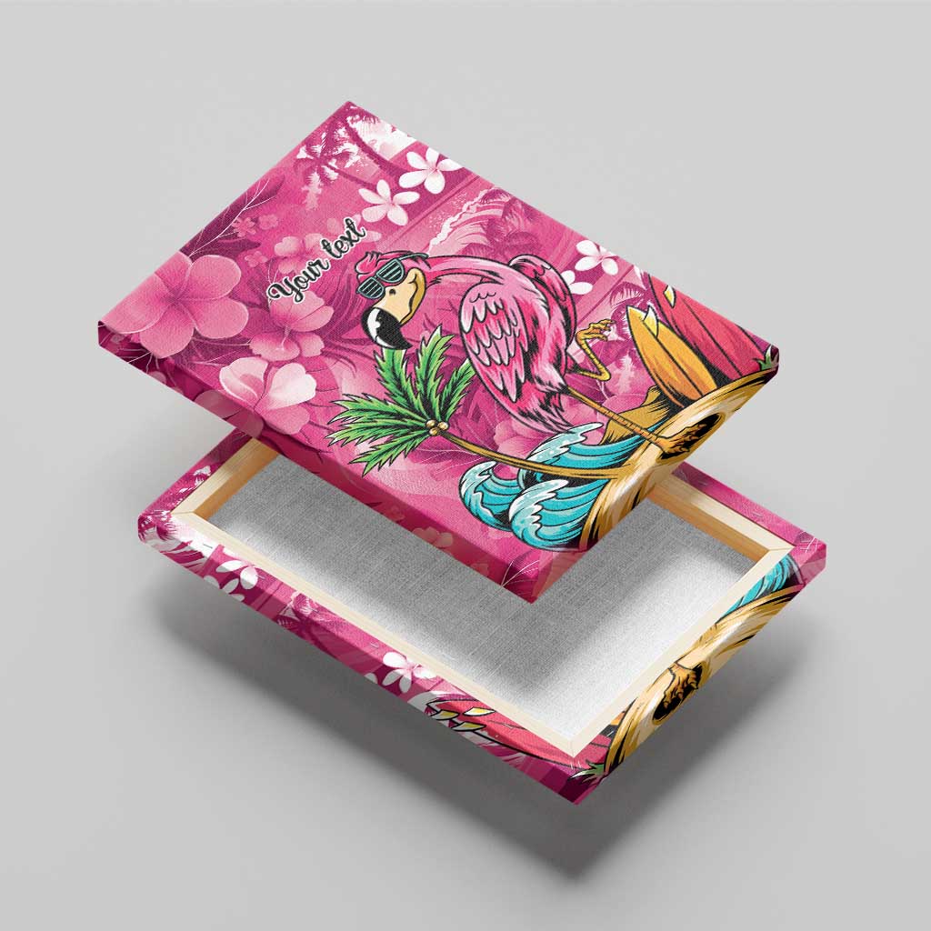 Hawaiian Flamingo Hibiscus Personalised Canvas Wall Art Pink Summer Tropical Flowers - Polynesian Pride