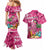 Hawaiian Flamingo Hibiscus Personalised Couples Matching Mermaid Dress and Hawaiian Shirt Pink Summer Tropical Flowers - Polynesian Pride