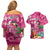 Hawaiian Flamingo Hibiscus Personalised Couples Matching Off Shoulder Short Dress and Hawaiian Shirt Pink Summer Tropical Flowers - Polynesian Pride