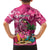 Hawaiian Flamingo Hibiscus Personalised Family Matching Off Shoulder Short Dress and Hawaiian Shirt Pink Summer Tropical Flowers - Polynesian Pride
