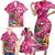Hawaiian Flamingo Hibiscus Personalised Family Matching Short Sleeve Bodycon Dress and Hawaiian Shirt Pink Summer Tropical Flowers - Polynesian Pride