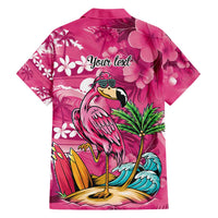 Hawaiian Flamingo Hibiscus Personalised Family Matching Short Sleeve Bodycon Dress and Hawaiian Shirt Pink Summer Tropical Flowers LT9 - Polynesian Pride