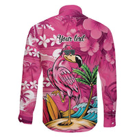 Hawaiian Flamingo Hibiscus Personalised Family Matching Short Sleeve Bodycon Dress and Hawaiian Shirt Pink Summer Tropical Flowers LT9 - Polynesian Pride