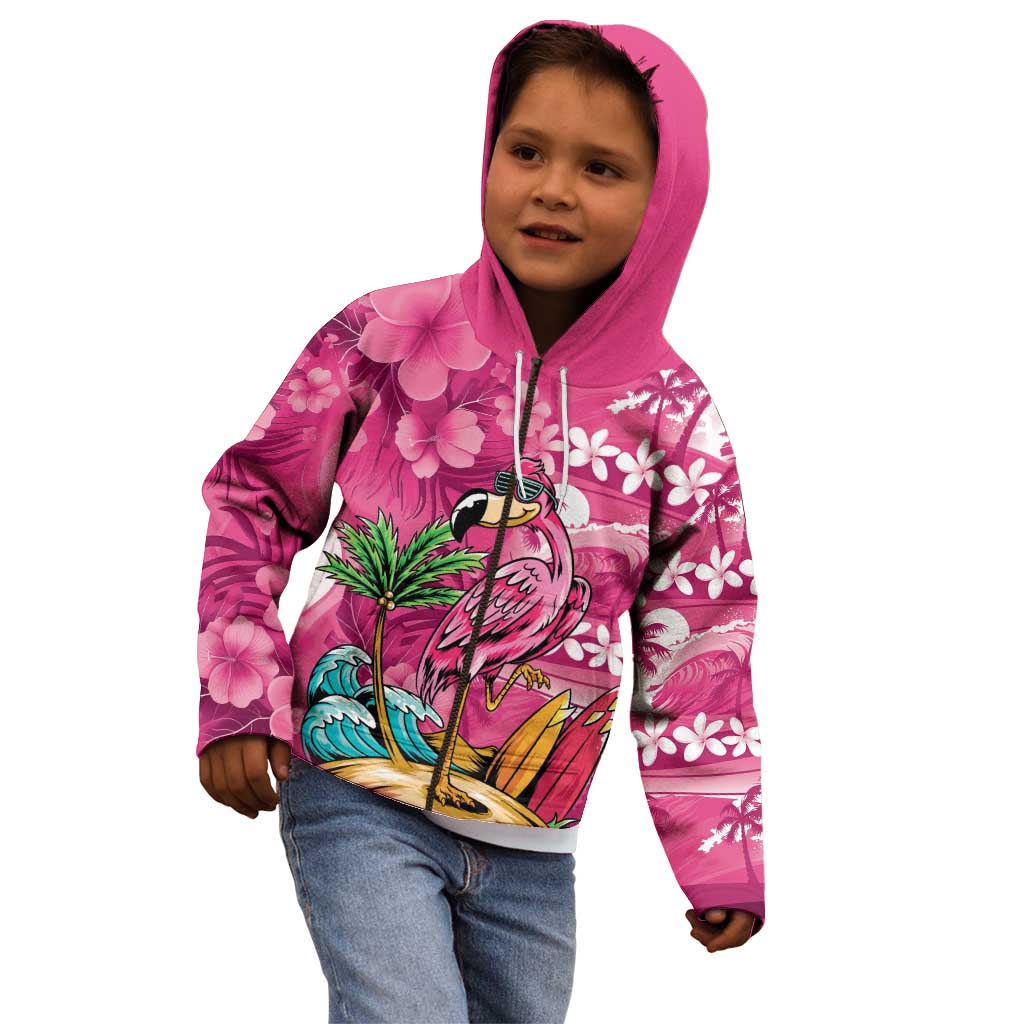 Hawaiian Flamingo Hibiscus Personalised Kid Hoodie Pink Summer Tropical Flowers - Polynesian Pride