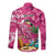 Hawaiian Flamingo Hibiscus Personalised Long Sleeve Button Shirt Pink Summer Tropical Flowers - Polynesian Pride