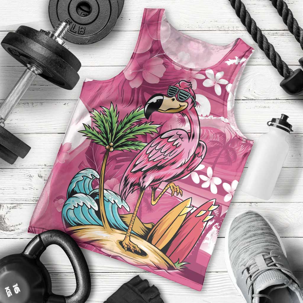 Hawaiian Flamingo Hibiscus Personalised Men Tank Top Pink Summer Tropical Flowers - Polynesian Pride