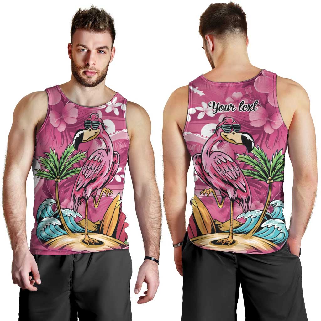 Hawaiian Flamingo Hibiscus Personalised Men Tank Top Pink Summer Tropical Flowers - Polynesian Pride