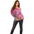 Hawaiian Flamingo Hibiscus Personalised Off Shoulder Sweater Pink Summer Tropical Flowers - Polynesian Pride