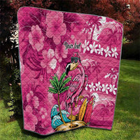 Hawaiian Flamingo Hibiscus Personalised Quilt Pink Summer Tropical Flowers - Polynesian Pride