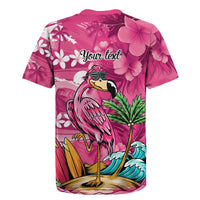 Hawaiian Flamingo Hibiscus Personalised Rugby Jersey Pink Summer Tropical Flowers - Polynesian Pride
