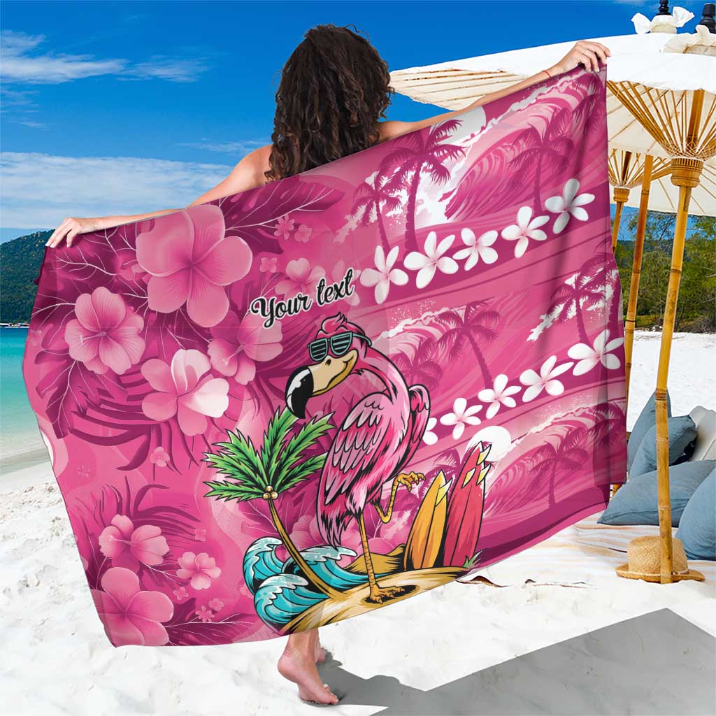 Hawaiian Flamingo Hibiscus Personalised Sarong Pink Summer Tropical Flowers - Polynesian Pride