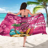 Hawaiian Flamingo Hibiscus Personalised Sarong Pink Summer Tropical Flowers - Polynesian Pride