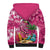 Hawaiian Flamingo Hibiscus Personalised Sherpa Hoodie Pink Summer Tropical Flowers - Polynesian Pride